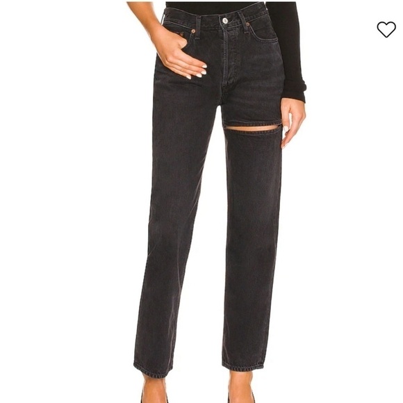 Agolde Lana sliced staright black jeans - Picture 1 of 12